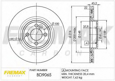 FREMAX bd9065 -  Тормозной диск