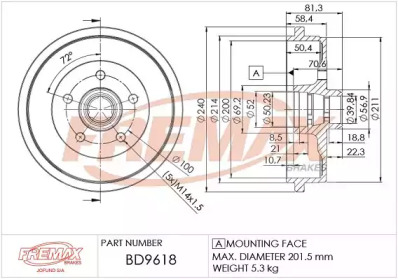 FREMAX bd9618 -  Тормозной барабан
