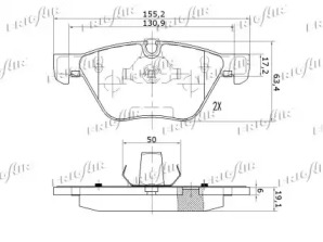 FRIGAIR pd02504 -  Комплект тормозных колодок, дисковый тормоз