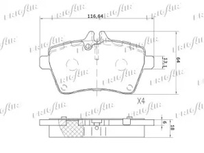 FRIGAIR pd06503 -  Комплект тормозных колодок, дисковый тормоз