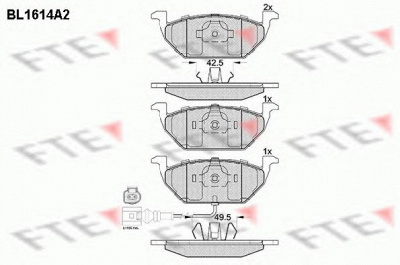 FTE bl1614a2 -  Комплект тормозных колодок, дисковый тормоз