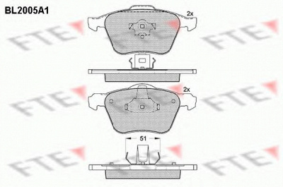 FTE bl2005a1 -  Комплект тормозных колодок, дисковый тормоз
