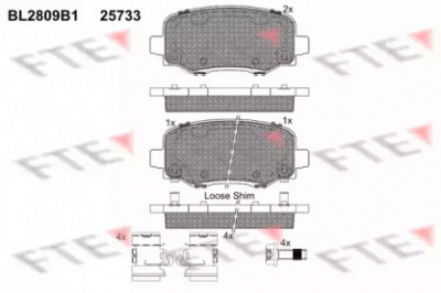 FTE bl2809b1 -  Комплект тормозных колодок, дисковый тормоз