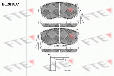 FTE bl2838a1 -  Комплект тормозных колодок, дисковый тормоз