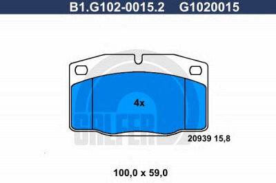 GALFER b1g10200152 -  Комплект тормозных колодок, дисковый тормоз