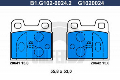GALFER b1g10200242 -  Комплект тормозных колодок, дисковый тормоз