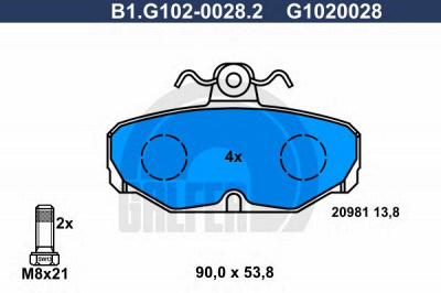 GALFER b1g10200282 -  Комплект тормозных колодок, дисковый тормоз