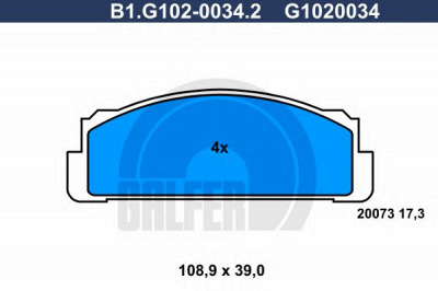 GALFER b1g10200342 -  Комплект тормозных колодок, дисковый тормоз