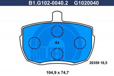 GALFER b1g10200402 -  Комплект тормозных колодок, дисковый тормоз