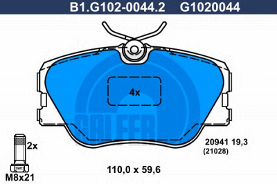 GALFER b1g10200442 -  Комплект тормозных колодок, дисковый тормоз