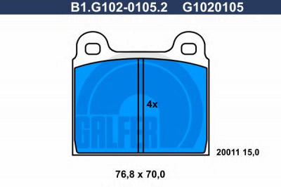 GALFER b1g10201052 -  Комплект тормозных колодок, дисковый тормоз