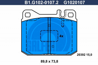 GALFER b1g10201072 -  Комплект тормозных колодок, дисковый тормоз