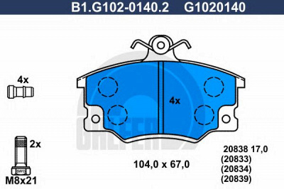 GALFER b1g10201402 -  Комплект тормозных колодок, дисковый тормоз