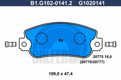 GALFER b1g10201412 -  Комплект тормозных колодок, дисковый тормоз