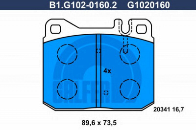 GALFER b1g10201602 -  Комплект тормозных колодок, дисковый тормоз