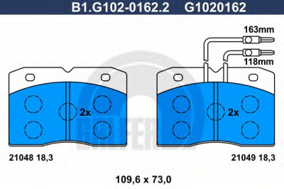 GALFER b1g10201622 -  Комплект тормозных колодок, дисковый тормоз