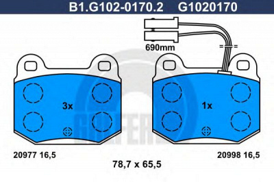 GALFER b1g10201702 -  Комплект тормозных колодок, дисковый тормоз