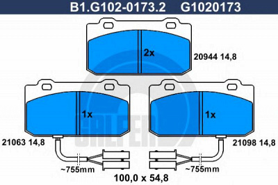 GALFER b1g10201732 -  Комплект тормозных колодок, дисковый тормоз