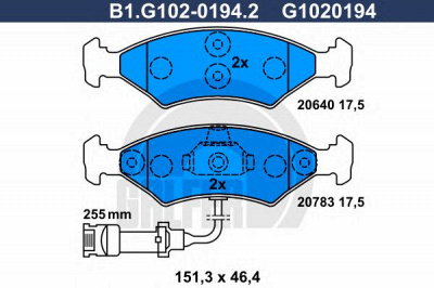 GALFER b1g10201942 -  Комплект тормозных колодок, дисковый тормоз