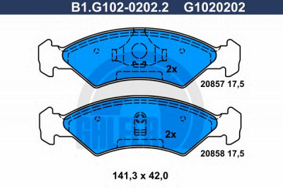 GALFER b1g10202022 -  Комплект тормозных колодок, дисковый тормоз
