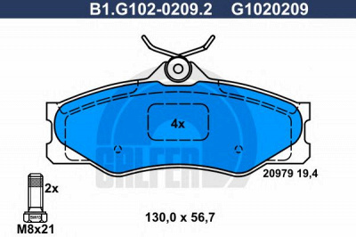 GALFER b1g10202092 -  Комплект тормозных колодок, дисковый тормоз
