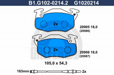 GALFER b1g10202142 -  Комплект тормозных колодок, дисковый тормоз