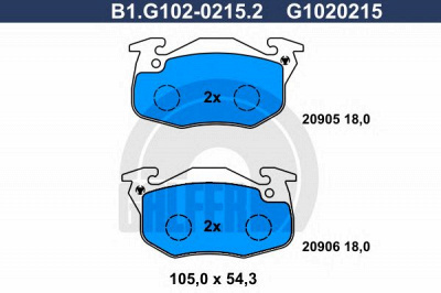GALFER b1g10202152 -  Комплект тормозных колодок, дисковый тормоз
