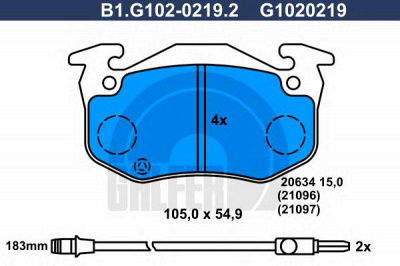 GALFER b1g10202192 -  Комплект тормозных колодок, дисковый тормоз