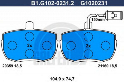 GALFER b1g10202312 -  Комплект тормозных колодок, дисковый тормоз