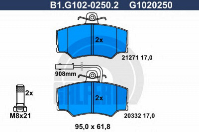 GALFER b1g10202502 -  Комплект тормозных колодок, дисковый тормоз