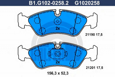 GALFER b1g10202582 -  Комплект тормозных колодок, дисковый тормоз
