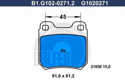 GALFER b1g10202712 -  Комплект тормозных колодок, дисковый тормоз