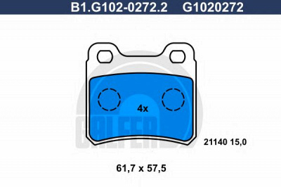 GALFER b1g10202722 -  Комплект тормозных колодок, дисковый тормоз