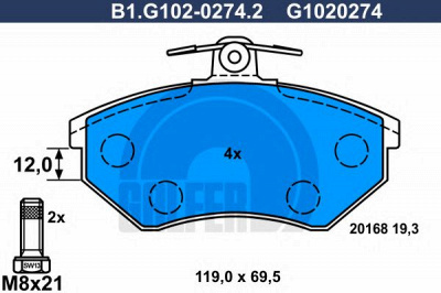 GALFER b1g10202742 -  Комплект тормозных колодок, дисковый тормоз