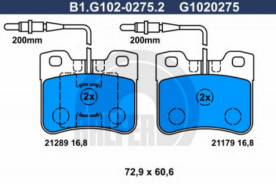 GALFER b1g10202752 -  Комплект тормозных колодок, дисковый тормоз