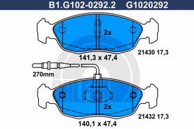 GALFER b1g10202922 -  Комплект тормозных колодок, дисковый тормоз