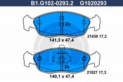 GALFER b1g10202932 -  Комплект тормозных колодок, дисковый тормоз