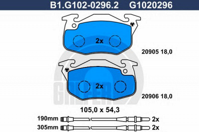 GALFER b1g10202962 -  Комплект тормозных колодок, дисковый тормоз