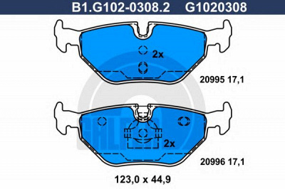 GALFER b1g10203082 -  Комплект тормозных колодок, дисковый тормоз
