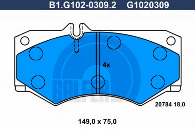 GALFER b1g10203092 -  Комплект тормозных колодок, дисковый тормоз