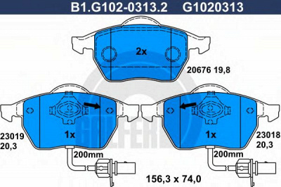 GALFER b1g10203132 -  Комплект тормозных колодок, дисковый тормоз