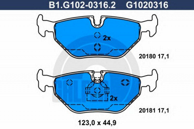 GALFER b1g10203162 -  Комплект тормозных колодок, дисковый тормоз