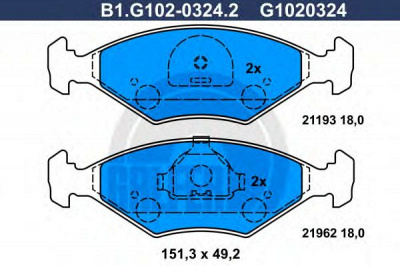 GALFER b1g10203242 -  Комплект тормозных колодок, дисковый тормоз