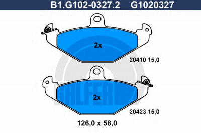 GALFER b1g10203272 -  Комплект тормозных колодок, дисковый тормоз