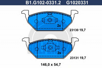 GALFER b1g10203312 -  Комплект тормозных колодок, дисковый тормоз