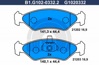 GALFER b1g10203322 -  Комплект тормозных колодок, дисковый тормоз