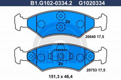 GALFER b1g10203342 -  Комплект тормозных колодок, дисковый тормоз