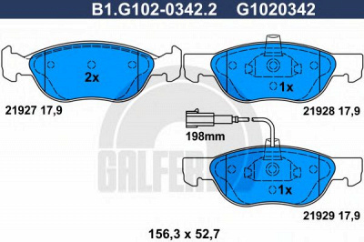 GALFER b1g10203422 -  Комплект тормозных колодок, дисковый тормоз