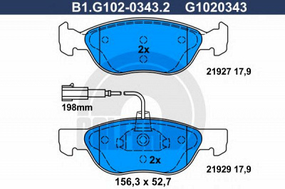 GALFER b1g10203432 -  Комплект тормозных колодок, дисковый тормоз