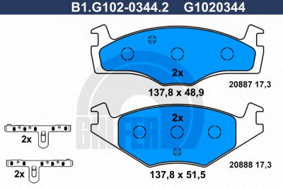 GALFER b1g10203442 -  Комплект тормозных колодок, дисковый тормоз